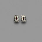 Men's Silver Cross Crystal Stud Earrings / Aretes de Hombre Cruz con Cristales Plata