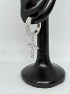 Gothic Cross Crystal Dangle Hoop Earrings / Aretes Argolla con Cruz Gótica de Cristales