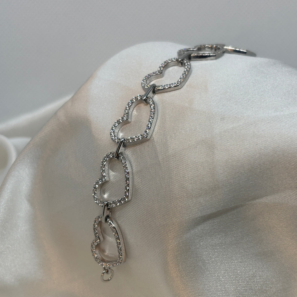 Sparkling Hearts Bracelet — 925 Sterling Silver