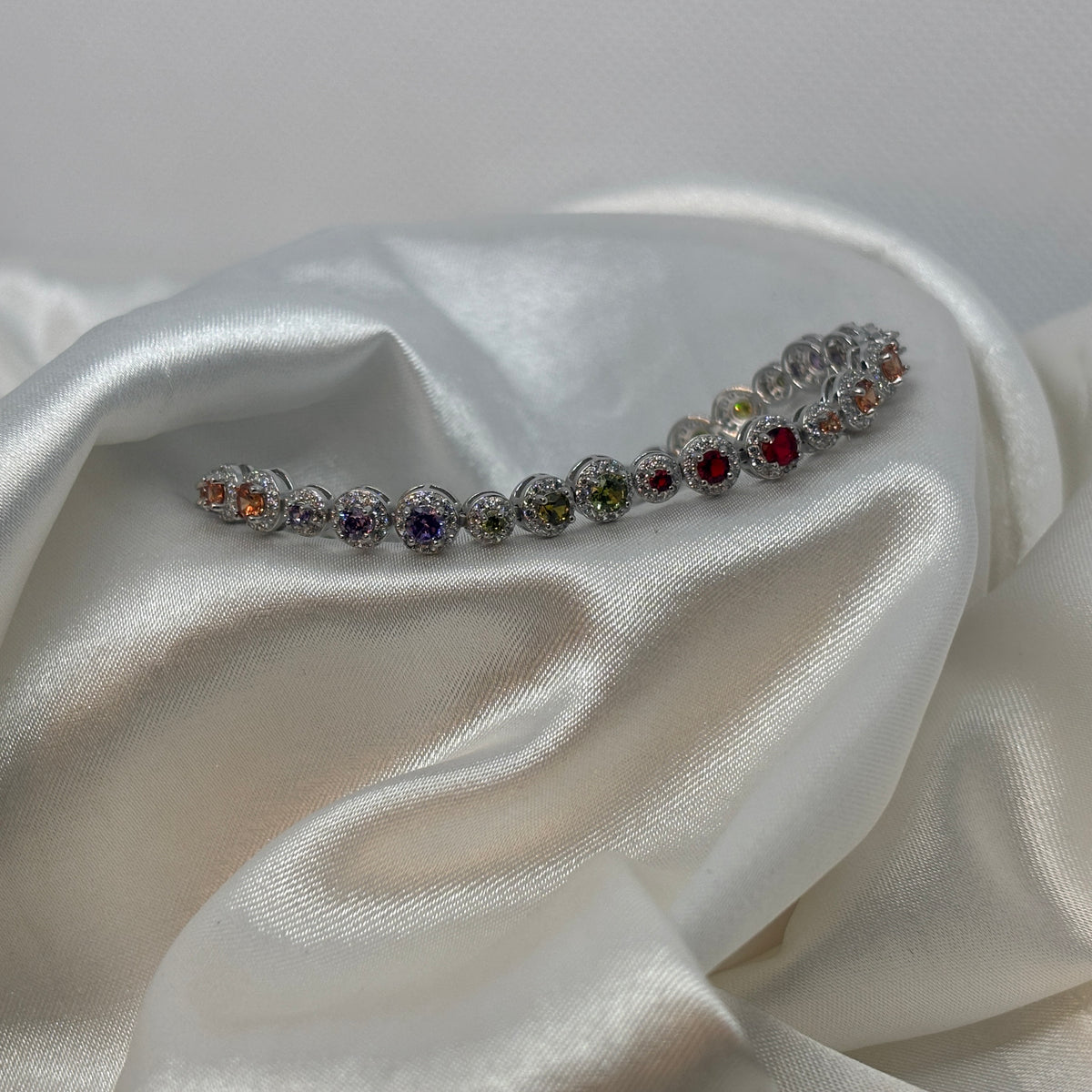 Rainbow Tennis Bracelet — 925 Sterling Silver