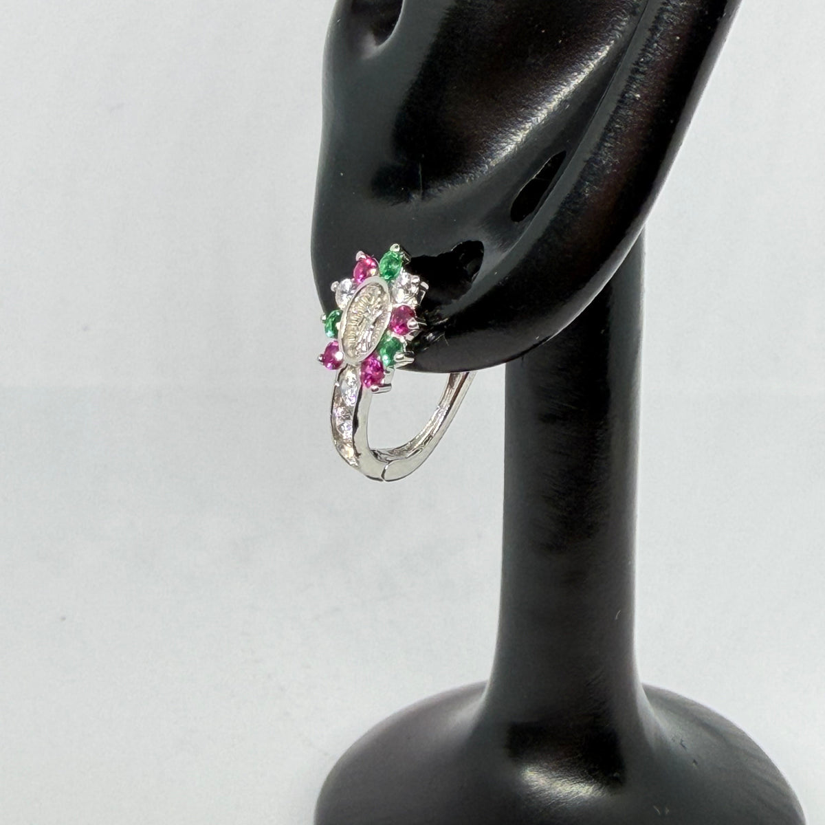 Virgin of Guadalupe Earrings – Multicolor Pink & Green / Aretes Virgen de Guadalupe – Multicolor Rosa y Verde