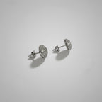Men's Silver Round Double Halo Crystal Stud Earrings / Aretes de Hombre Redondos Doble Halo Plata