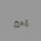 Men's Silver Square Crystal Stud Earrings / Aretes de Hombre Cuadrados Plata con Cristales