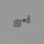 Solar Burst — Round Baguette Fan Crystal Stud Earrings — 925 Sterling Silver