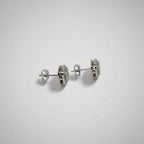 Men's Silver Cushion Double Halo Crystal Stud Earrings / Aretes de Hombre Cushion Doble Halo Plata