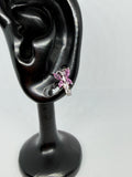 Pink Butterfly Crystal Hoop Earrings / Aretes Argolla con Mariposa de Cristales Rosas