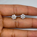 Moissanite Round Cluster Stud Earrings — Sterling Silver