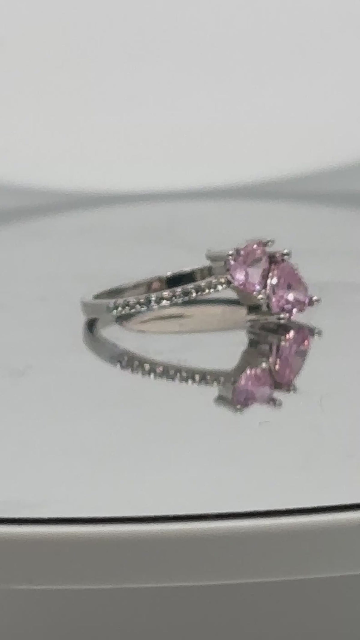Pink Hearts Ring — 925 Sterling Silver